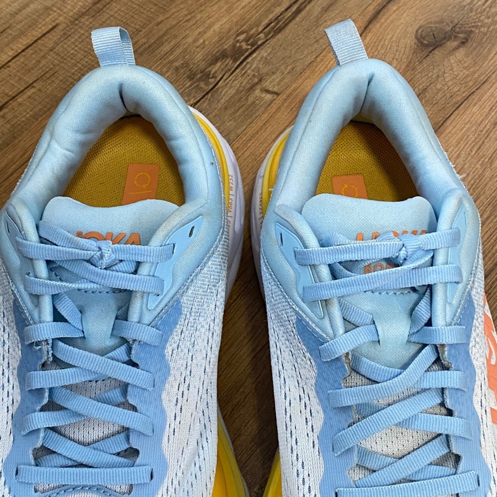 Hoka Bondi 8 Womens Running Shoes Sky Blue Yellow 1127952-SSCA Size 9B - Picture 4 of 8